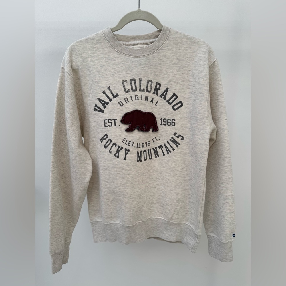 Vail Colorado Beige Crewneck‎ Sweater, Size S